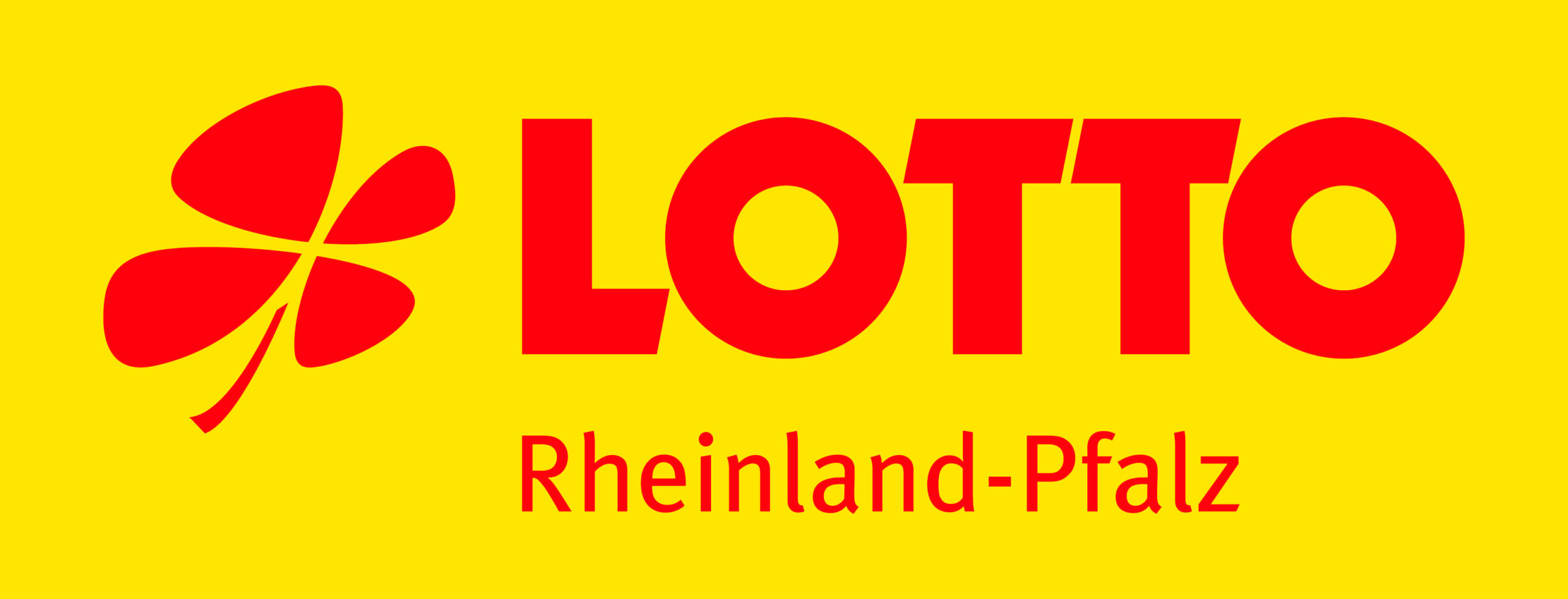 Logo von Lotto Rheinland-Pfalz, rote Schrift auf gelbem Hintergrund